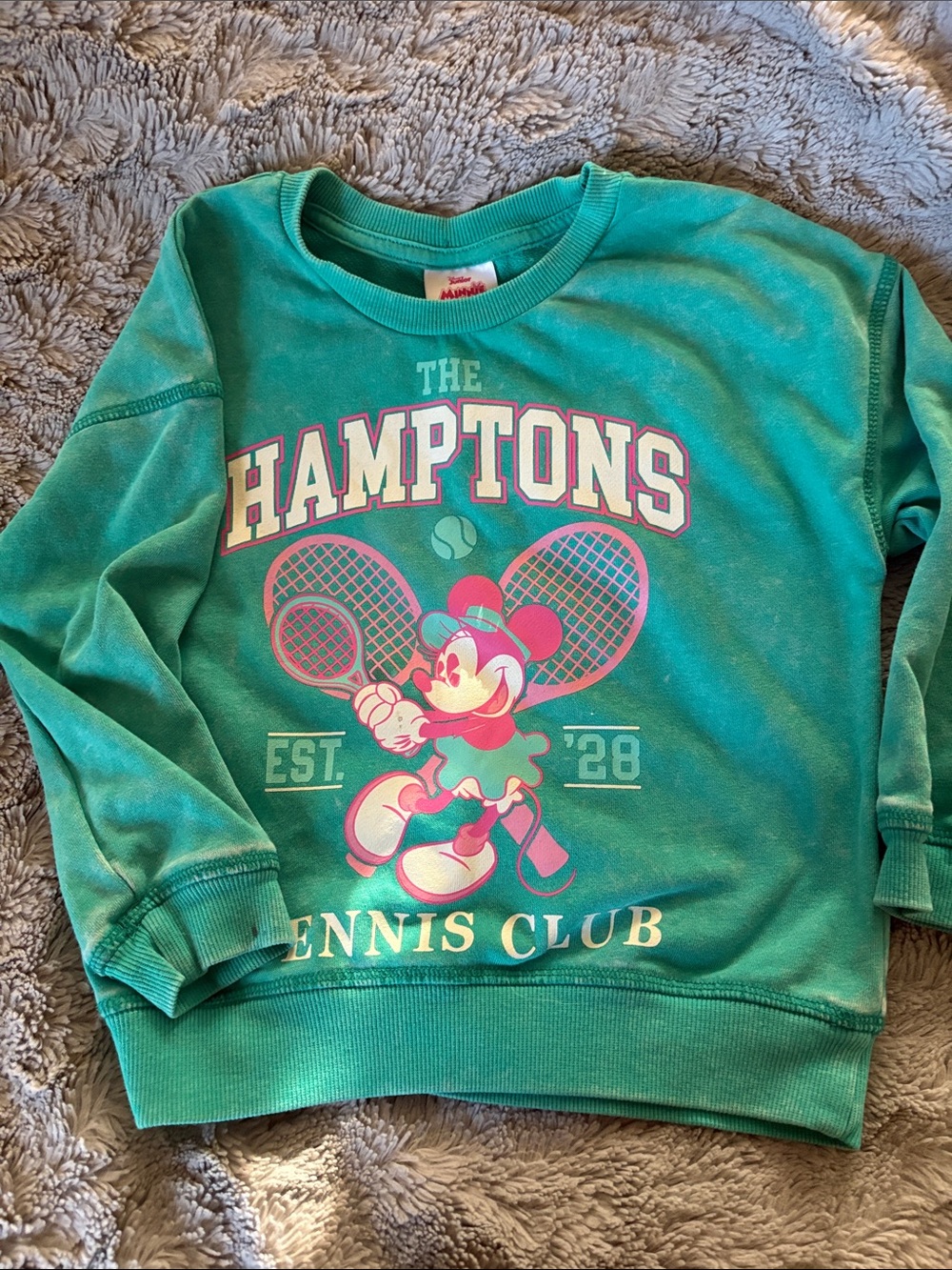 Girls Green "The Hamptons" Tennis Club Sweatshirt - Minnie Graphic 4T